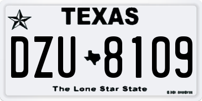 TX license plate DZU8109