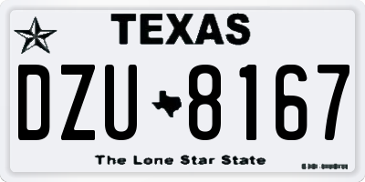 TX license plate DZU8167
