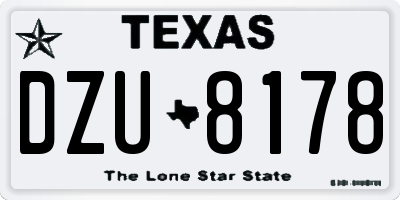 TX license plate DZU8178