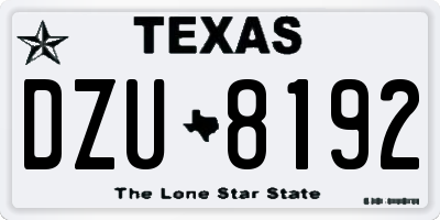 TX license plate DZU8192