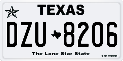 TX license plate DZU8206