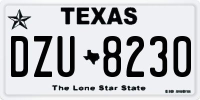 TX license plate DZU8230