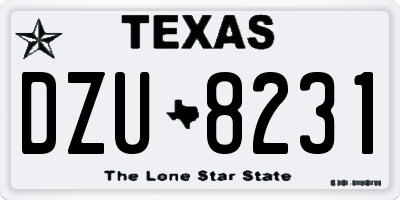 TX license plate DZU8231
