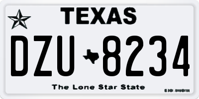 TX license plate DZU8234