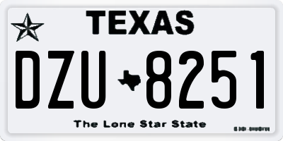 TX license plate DZU8251
