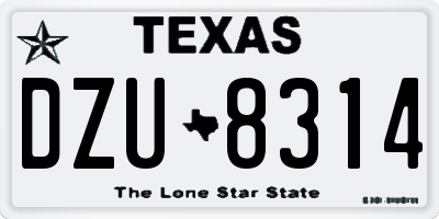 TX license plate DZU8314