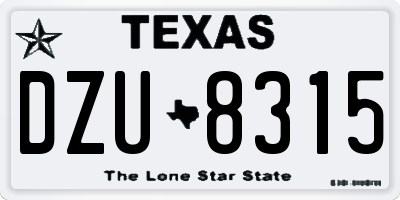 TX license plate DZU8315