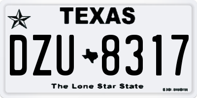 TX license plate DZU8317