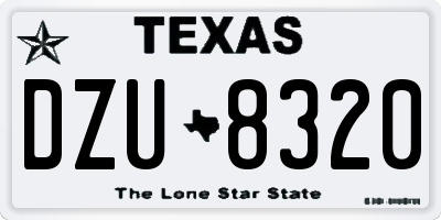 TX license plate DZU8320
