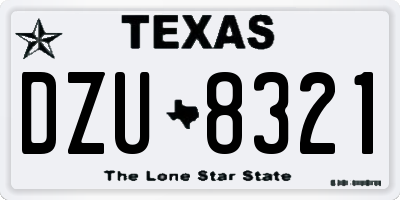 TX license plate DZU8321