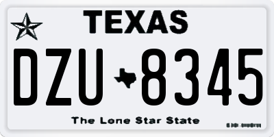 TX license plate DZU8345