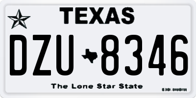 TX license plate DZU8346