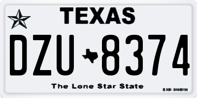 TX license plate DZU8374