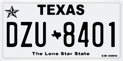TX license plate DZU8401