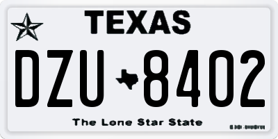 TX license plate DZU8402
