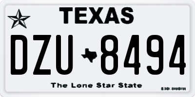 TX license plate DZU8494