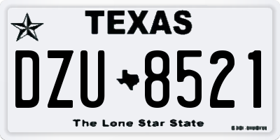 TX license plate DZU8521