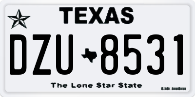 TX license plate DZU8531