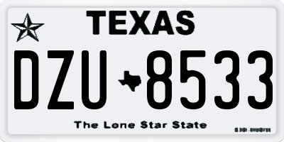 TX license plate DZU8533