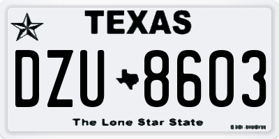 TX license plate DZU8603