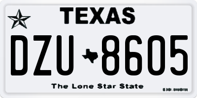 TX license plate DZU8605