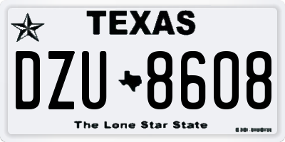 TX license plate DZU8608