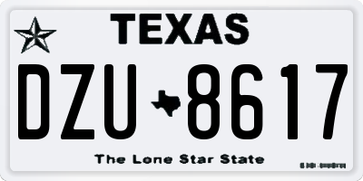 TX license plate DZU8617