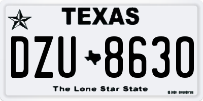 TX license plate DZU8630