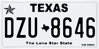 TX license plate DZU8646