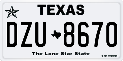 TX license plate DZU8670