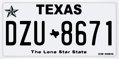 TX license plate DZU8671
