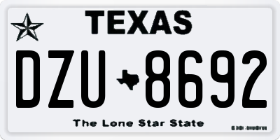 TX license plate DZU8692