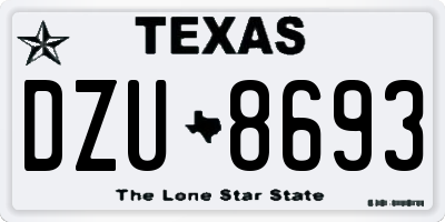 TX license plate DZU8693