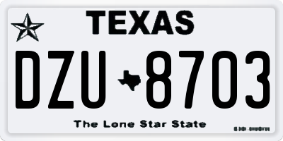 TX license plate DZU8703