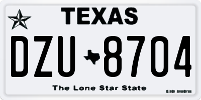TX license plate DZU8704