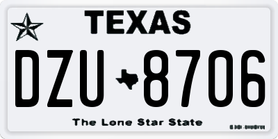 TX license plate DZU8706