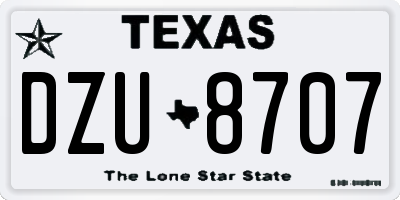TX license plate DZU8707