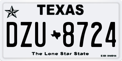 TX license plate DZU8724