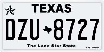 TX license plate DZU8727