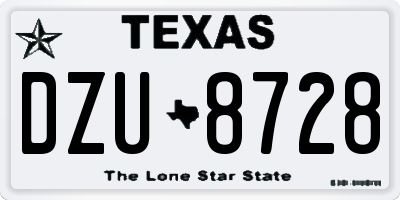 TX license plate DZU8728