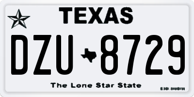 TX license plate DZU8729