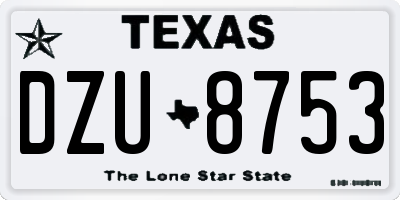 TX license plate DZU8753