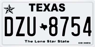 TX license plate DZU8754
