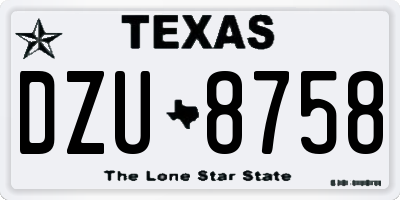 TX license plate DZU8758