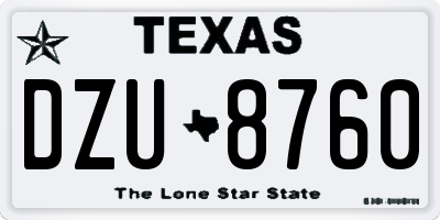 TX license plate DZU8760