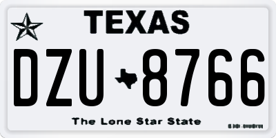 TX license plate DZU8766