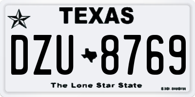 TX license plate DZU8769