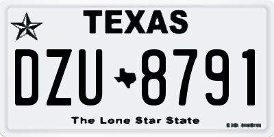 TX license plate DZU8791