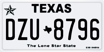 TX license plate DZU8796