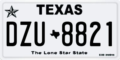 TX license plate DZU8821